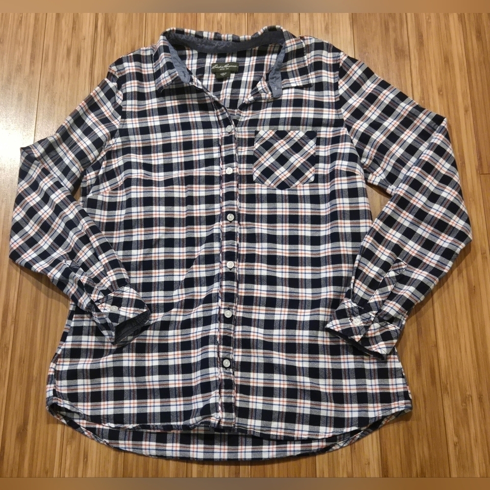 NWOT Eddie Bauer Black and White Plaid Shirt